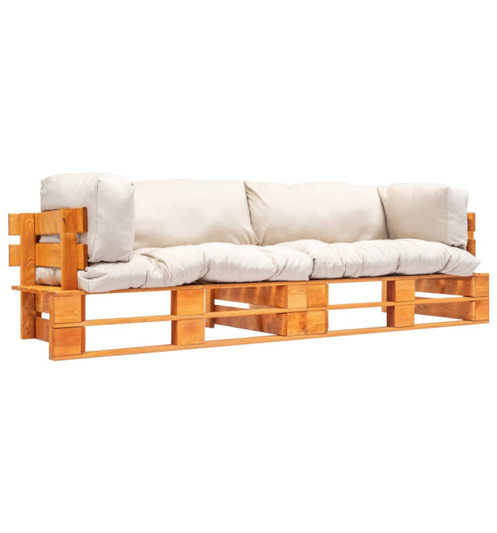 Canapés de jardin palette 2 pcs avec coussins sable pinède | Mobilier & Déco