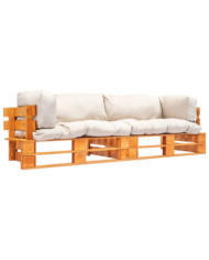 Canapés de jardin palette 2 pcs avec coussins sable pinède | Mobilier & Déco