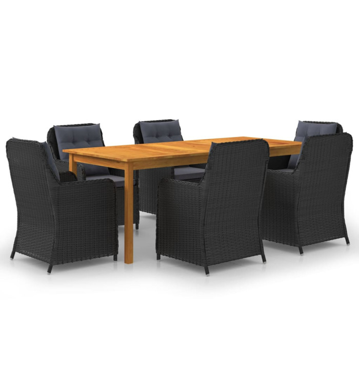 Ensemble à manger de jardin 7 pcs Noir | Mobilier & Déco