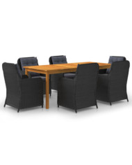 Ensemble à manger de jardin 7 pcs Noir | Mobilier & Déco
