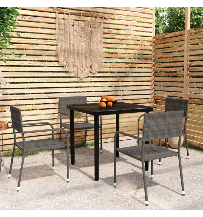 Ensemble à manger de jardin 5 pcs Gris | Mobilier & Déco