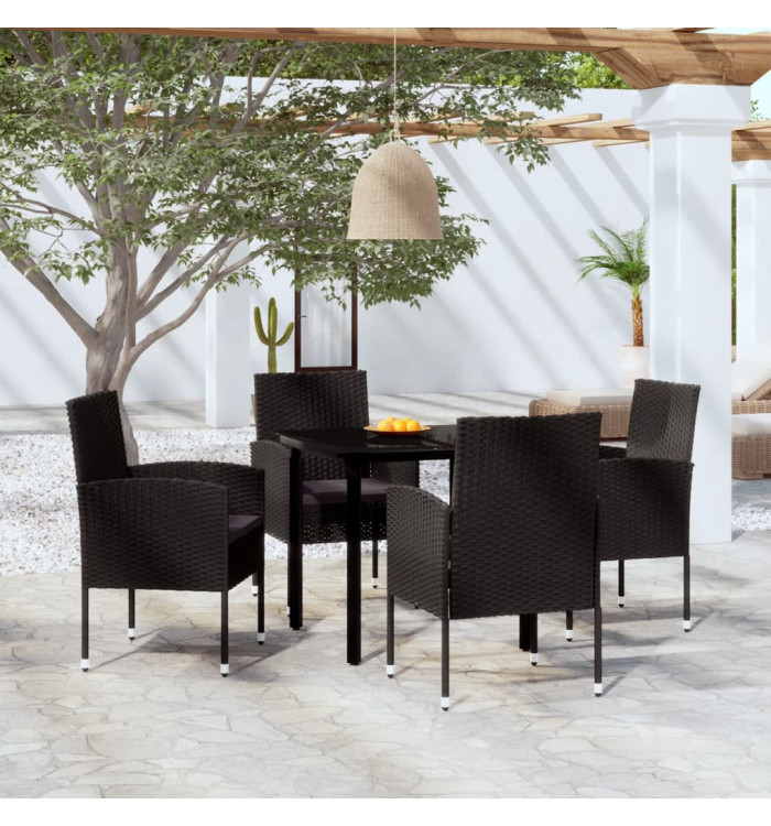 Ensemble à manger de jardin 5 pcs Noir | Mobilier & Déco
