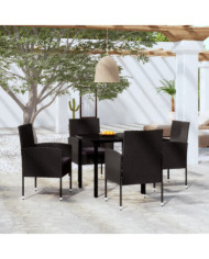 Ensemble à manger de jardin 5 pcs Noir | Mobilier & Déco