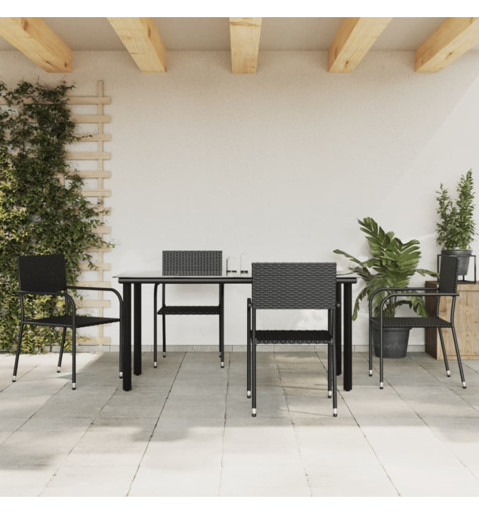 Ensemble à manger de jardin 5 pcs Noir Résine tressée | Mobilier & Déco