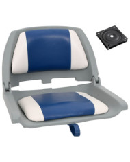 Ensemble de sièges de bateau pliables 2 pcs oreiller bleu blanc | Mobilier & Déco
