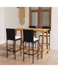 Ensemble de bar de jardin avec coussins 5 pcs Noir | Mobilier & Déco