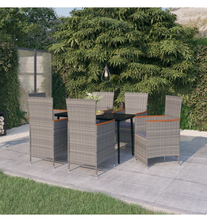 Ensemble à manger de jardin avec coussins 7 pcs Gris | Mobilier & Déco