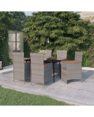 Ensemble à manger de jardin avec coussins 7 pcs Gris | Mobilier & Déco