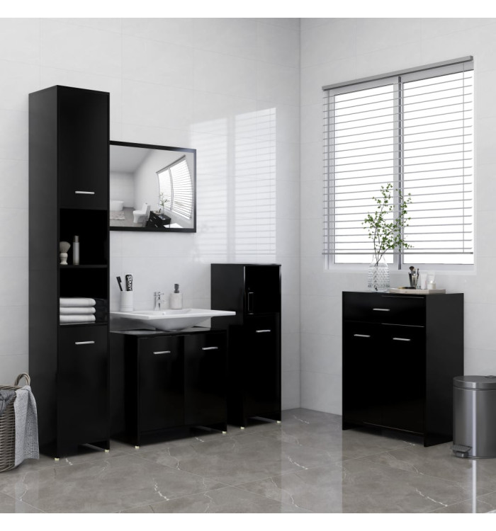 Ensemble de meubles de salle de bain 4 pcs Noir | Mobilier & Déco