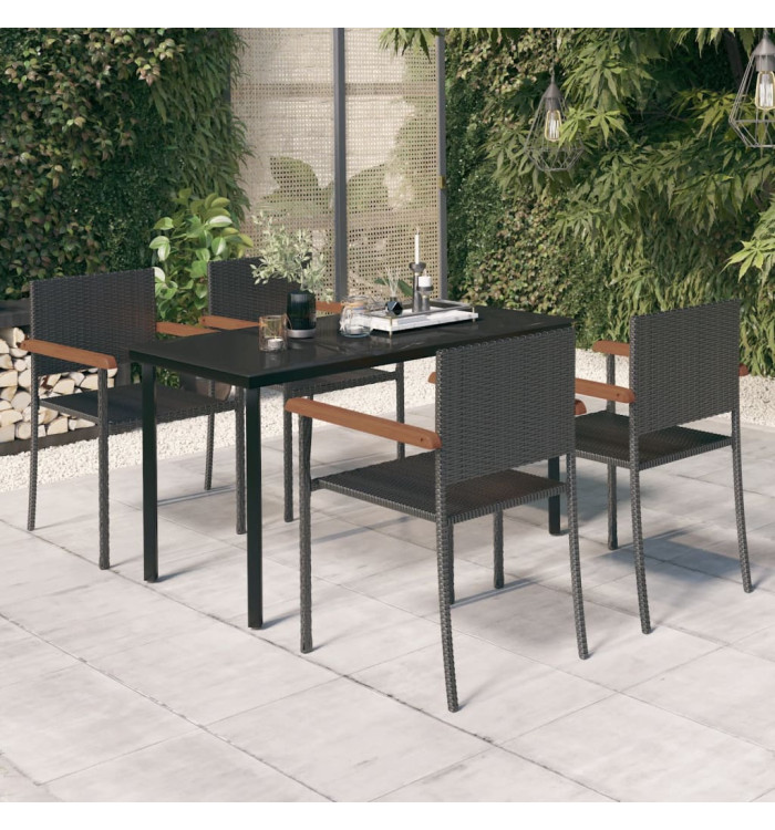 Ensemble à manger de jardin 5 pcs Noir | Mobilier & Déco