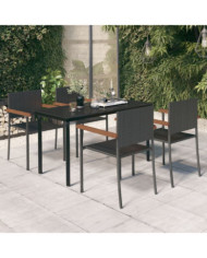 Ensemble à manger de jardin 5 pcs Noir | Mobilier & Déco