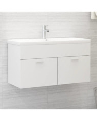 Armoire d'évier avec lavabo intégré Blanc Bois d'ingénierie | Mobilier & Déco