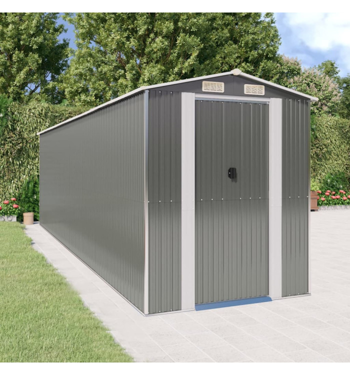 Abri de jardin Gris clair 192x689x223 cm Acier galvanisé | Mobilier & Déco