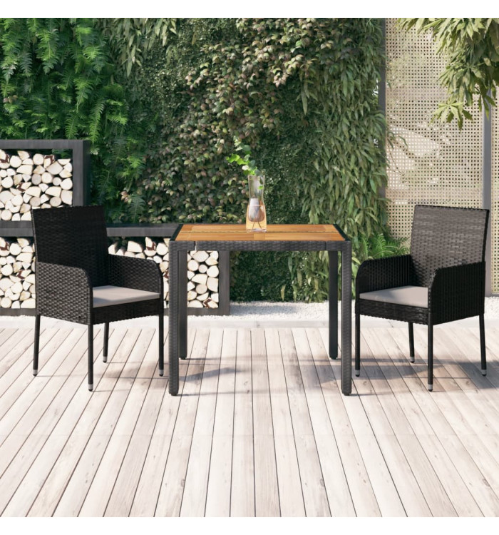 Ensemble à manger de jardin avec coussins 3 pcs Noir | Mobilier & Déco
