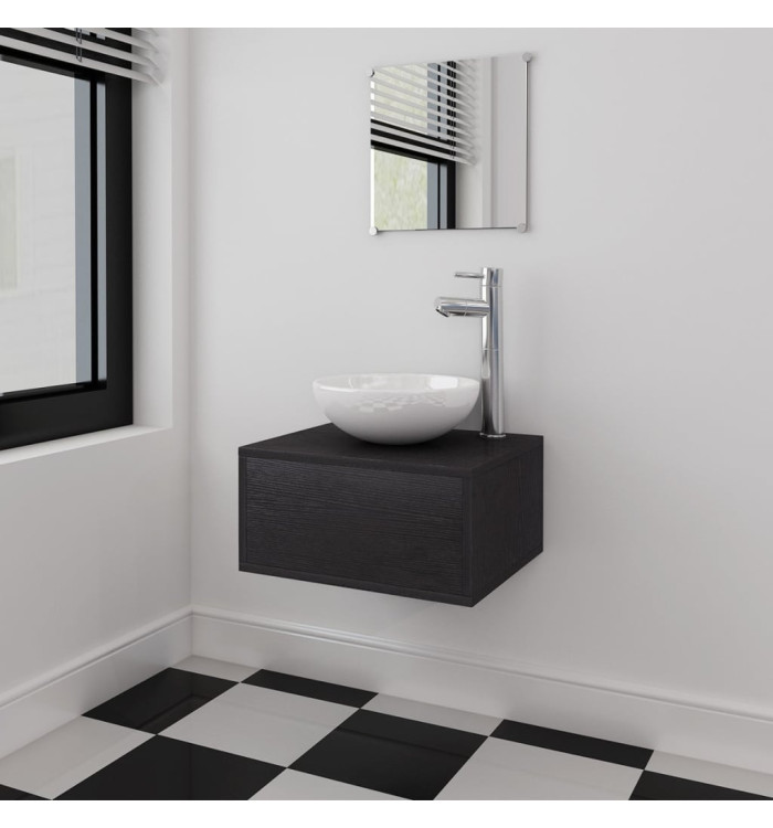 Meubles de salle de bains trois pièces Noir | Mobilier & Déco