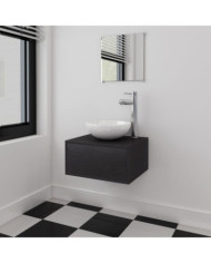 Meubles de salle de bains trois pièces Noir | Mobilier & Déco