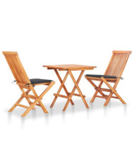 Ensemble de bistro 3 pcs avec coussins anthracite Bois de teck | Mobilier & Déco