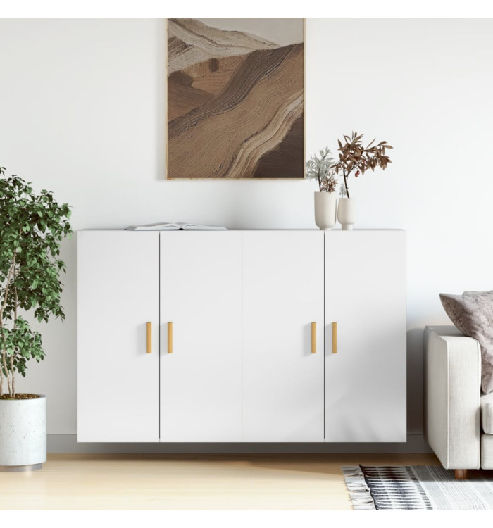 Armoires murales 2 pcs blanc brillant bois d'ingénierie | Mobilier & Déco