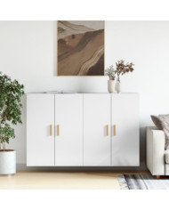 Armoires murales 2 pcs blanc brillant bois d'ingénierie | Mobilier & Déco