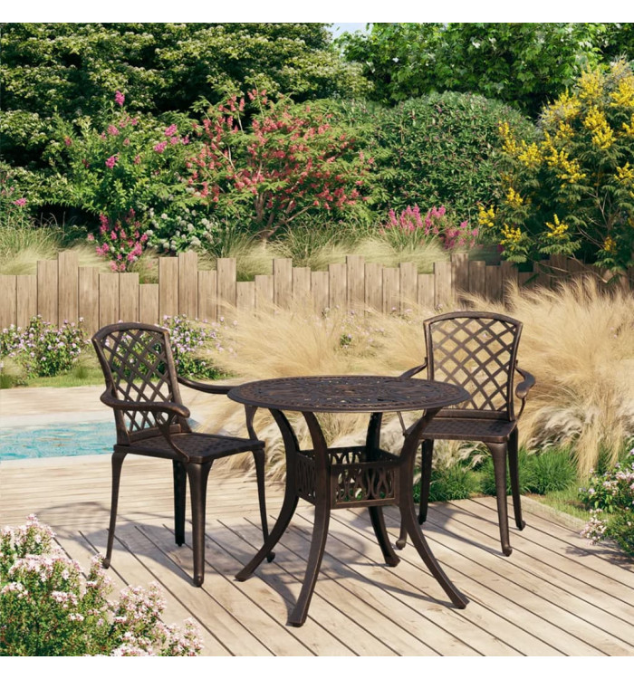 Ensemble de bistro 3 pcs Aluminium coulé Bronze | Mobilier & Déco