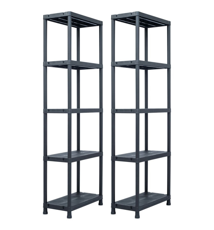 Étagères de rangement 2 pcs Noir 125 kg 60x30x180 cm Plastique | Mobilier & Déco