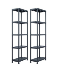 Étagères de rangement 2 pcs Noir 125 kg 60x30x180 cm Plastique | Mobilier & Déco