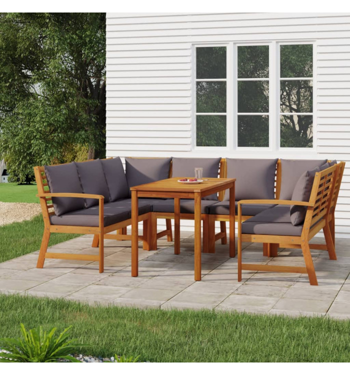 Ensemble à manger de jardin coussins 7 pcs Bois acacia | Mobilier & Déco