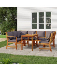 Ensemble à manger de jardin coussins 7 pcs Bois acacia | Mobilier & Déco
