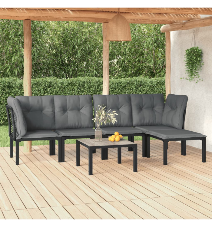 Salon de jardin 6 pcs noir et gris résine tressée | Mobilier & Déco