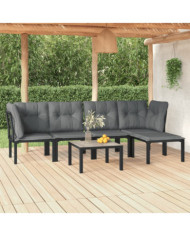 Salon de jardin 6 pcs noir et gris résine tressée | Mobilier & Déco