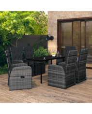 Ensemble à manger de jardin avec coussins 7 pcs Gris | Mobilier & Déco