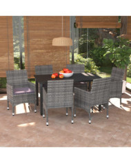 Ensemble à manger de jardin coussins 7pcs Résine tressée Gris | Mobilier & Déco