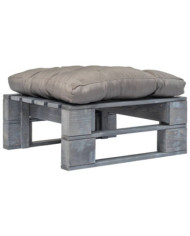 Repose-pied palette de jardin avec coussin en gris gris bois | Mobilier & Déco