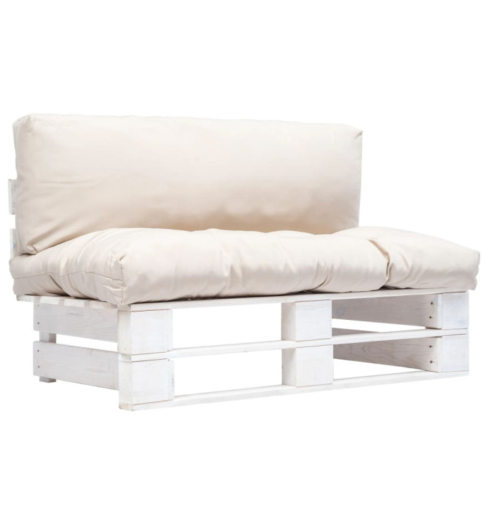 Canapé de jardin palette avec coussins sable Pinède | Mobilier & Déco