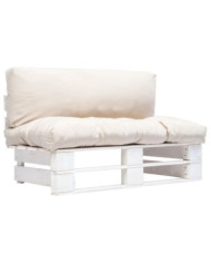Canapé de jardin palette avec coussins sable Pinède | Mobilier & Déco