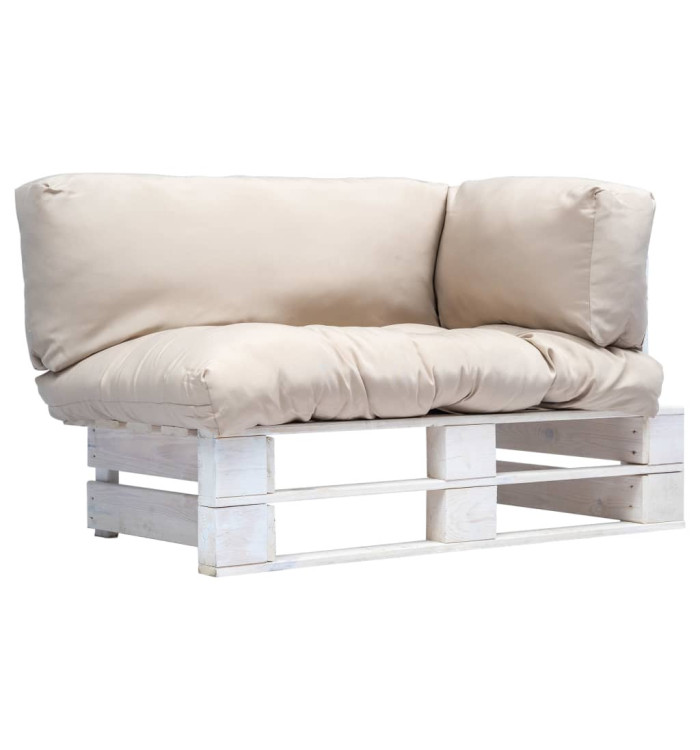Canapé de jardin palette avec coussins sable pinède | Mobilier & Déco