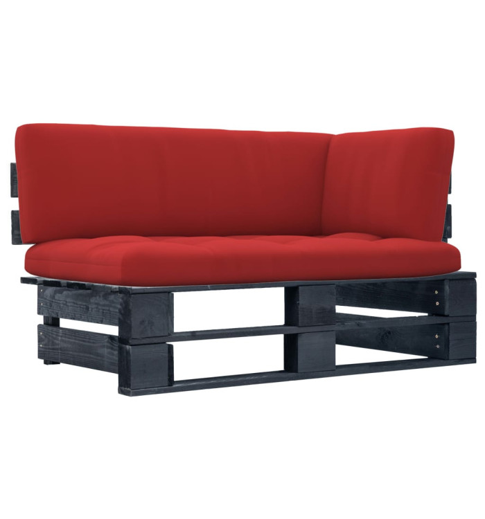 Canapé d'angle palette de jardin noir bois de pin imprégné | Mobilier & Déco
