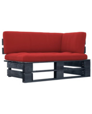 Canapé d'angle palette de jardin noir bois de pin imprégné | Mobilier & Déco