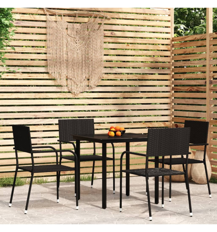 Ensemble à manger de jardin 5 pcs Noir | Mobilier & Déco