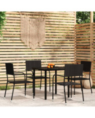 Ensemble à manger de jardin 5 pcs Noir | Mobilier & Déco