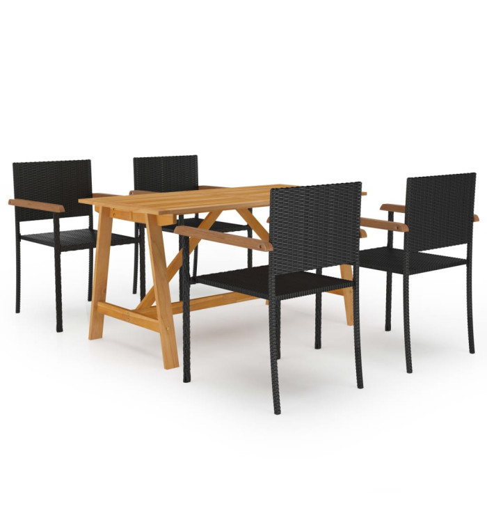 Ensemble à manger de jardin 5 pcs Noir | Mobilier & Déco