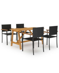 Ensemble à manger de jardin 5 pcs Noir | Mobilier & Déco