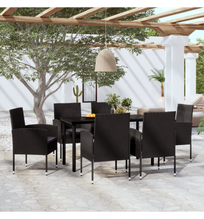 Ensemble à manger de jardin 7 pcs Noir | Mobilier & Déco