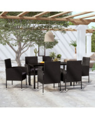 Ensemble à manger de jardin 7 pcs Noir | Mobilier & Déco