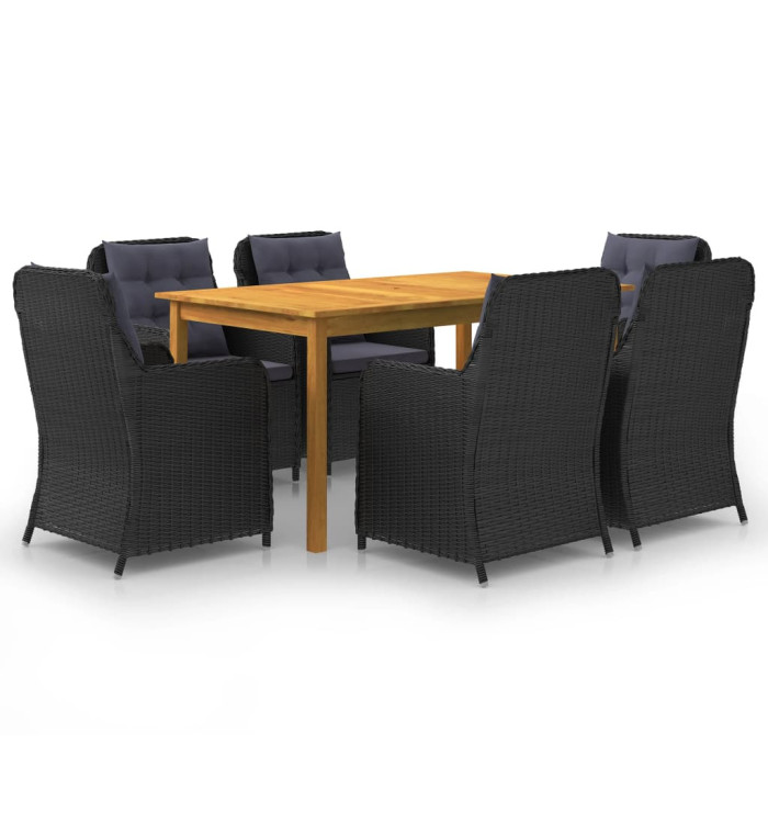 Ensemble à manger de jardin 7 pcs Noir | Mobilier & Déco