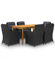 Ensemble à manger de jardin 7 pcs Noir | Mobilier & Déco