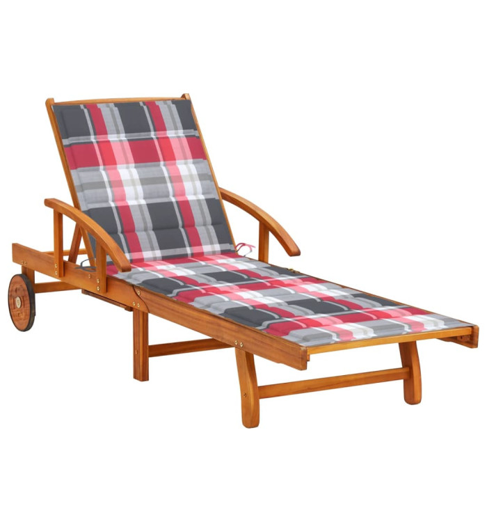 Chaise longue de jardin avec coussin Bois d'acacia solide | Mobilier & Déco