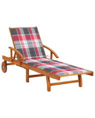 Chaise longue de jardin avec coussin Bois d'acacia solide | Mobilier & Déco