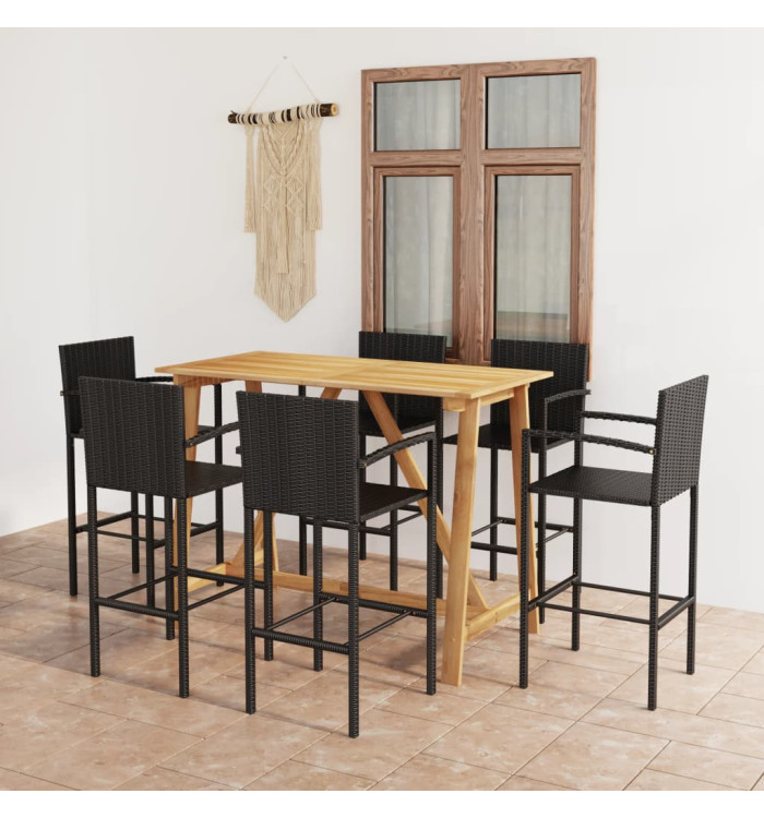 Ensemble de bar de jardin 7 pcs Noir | Mobilier & Déco