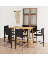 Ensemble de bar de jardin 7 pcs Noir | Mobilier & Déco